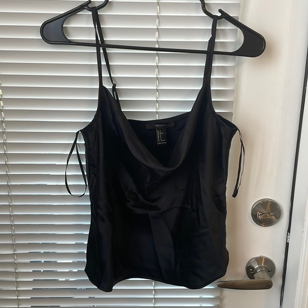 black silky tank